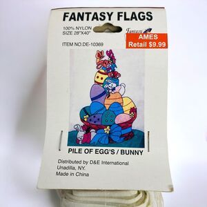 Piles Of Eggs / Bunnies Easter Garden House Yard Flag Holiday 28"x40” New Vtg